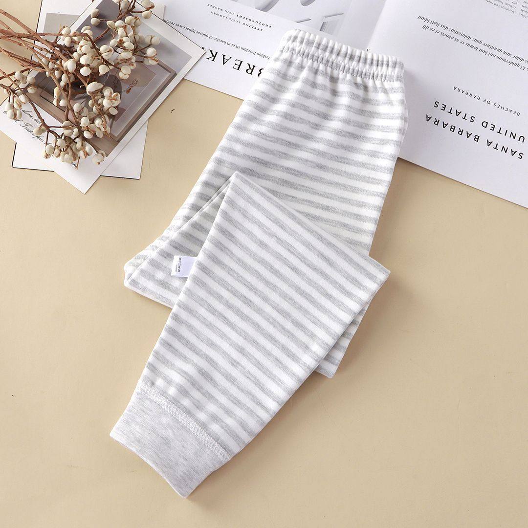 儿童无骨彩棉秋裤男女童春秋季家居服睡裤宝宝无痕棉毛打底线裤