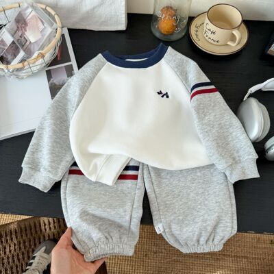 儿童刺绣卫衣套装春季新款男女童洋气卫衣两件套中小童运动服