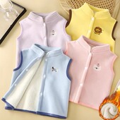 宝宝外套男童保暖背心女童加厚坎肩童装 加绒 马甲新款 儿童秋冬季