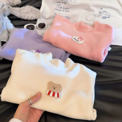 儿童秋冬无骨加绒加厚打底衫内搭男女童奥利绒半高领保暖上衣童装