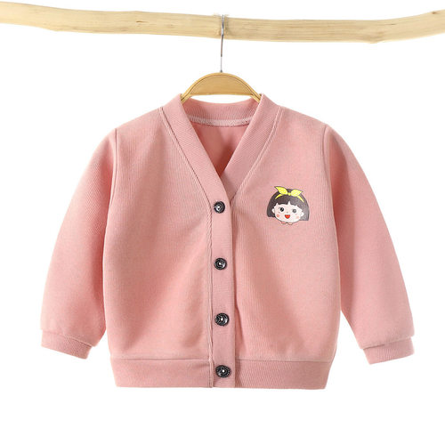 新款儿童春秋婴儿针织衫V领开衫外套男童女宝宝长袖小童上衣