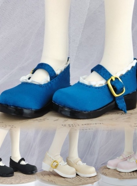 现货秒发bjdSD3分4分娃娃鞋子百搭缎面淑女蕾丝搭扣公主鞋1/4 1/3