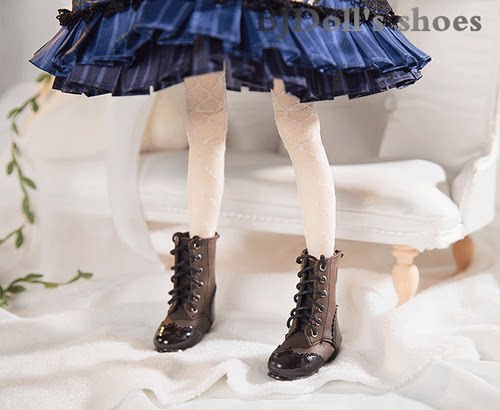 BJD3分4分娃娃鞋子牛仔拼色蕾丝