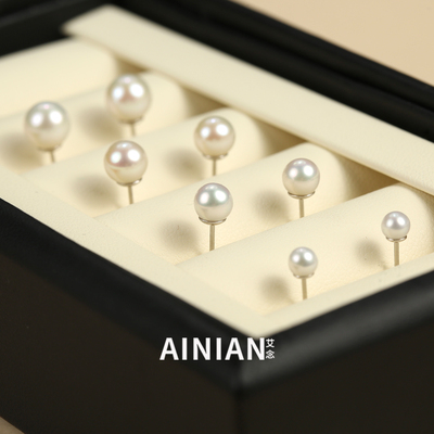 正圆天然淡水珍珠耳钉女999足银轻奢气质高级感耳环纯银珍珠耳饰