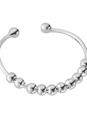 艾念女s925通体纯银银珠戒指光面