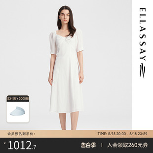 白色温柔少女法式 茶歇连衣裙女B 新款 ELLASSAY歌力思夏季 Y020