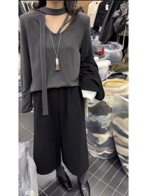 v领t恤女长款遮屁股加绒打底衫2025新款内搭可外穿上衣冬