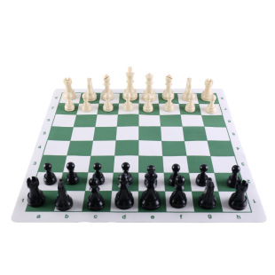 可折叠便携国际象棋套装 pvc皮革棋盘棋子树脂儿童西洋棋
