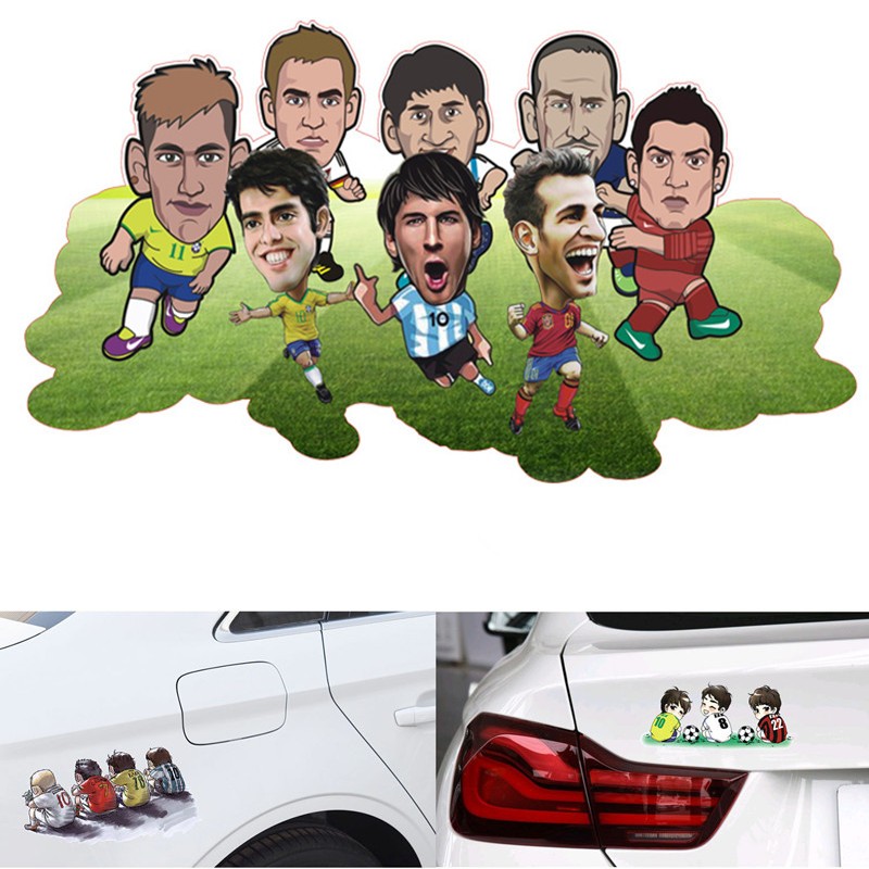 足球明星车贴梅西C罗卡卡汽车电动车防水遮挡划痕贴纸车身装饰品