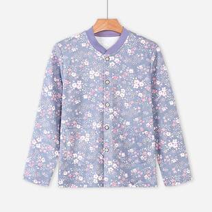 100%纯棉秋衣女中老年开衫大码打底睡衣系扣老人保暖秋冬长袖加肥