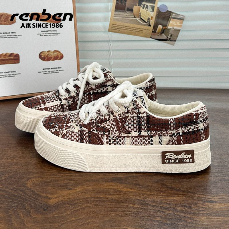人本板鞋女鞋轻便软底小众帆布鞋