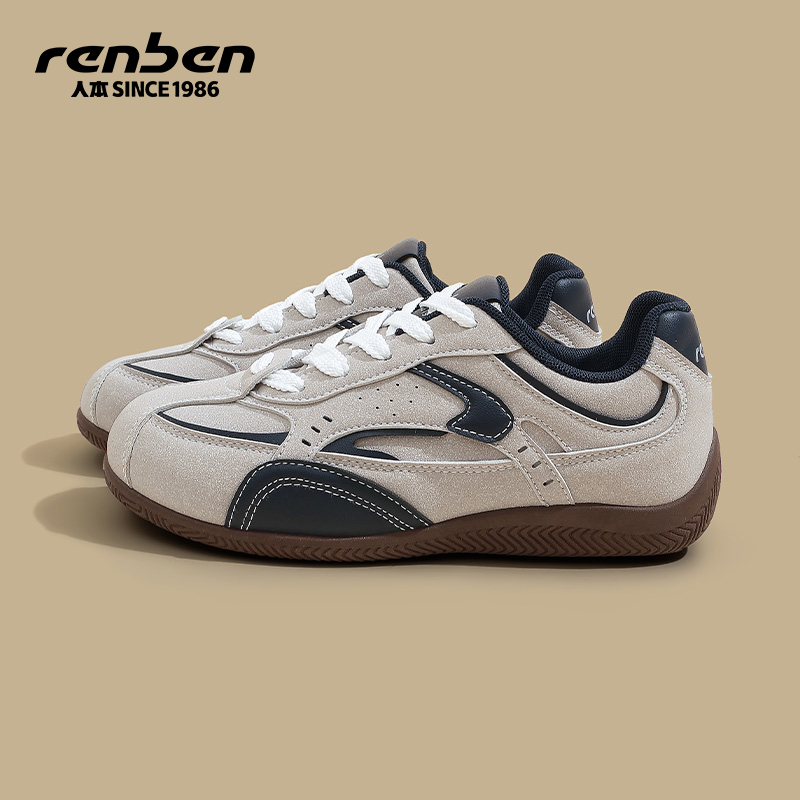 人本软底德训鞋女灰色阿甘鞋