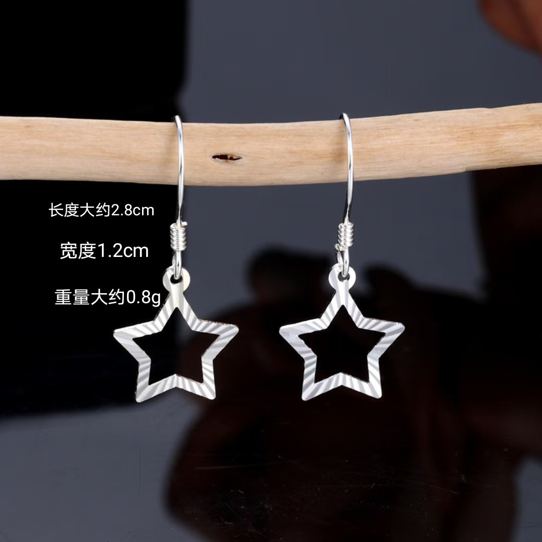足银S999纯银耳钩耳钉耳环耳线防过敏高档长中短款银耳坠许愿女款