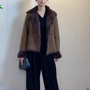 短款 双面穿进口整张獭兔皮草 麂皮绒外套NN1908 皮毛一体 凤轩阁