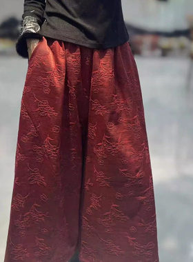 凤轩阁 老料柞蚕丝 油丝 香云纱 松紧腰 大阔腿裤 RY53129