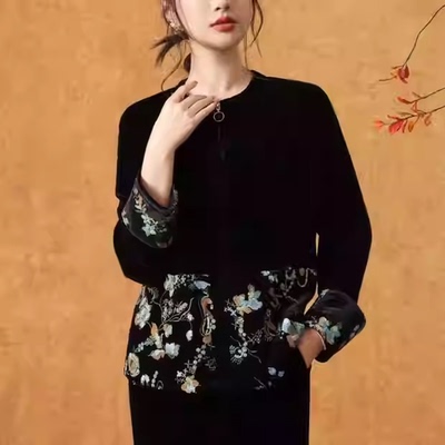 凤轩阁100桑蚕丝丝绒重工钉珠