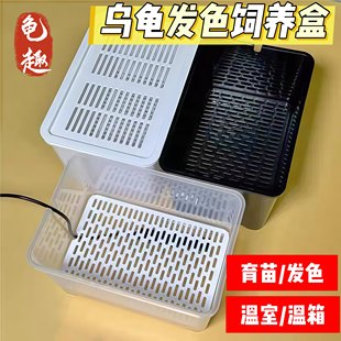 乌龟饲养盒幼龟龟苗饲养盒蛋龟加温黑白隔离龟苗饲养套盒带沉淀板