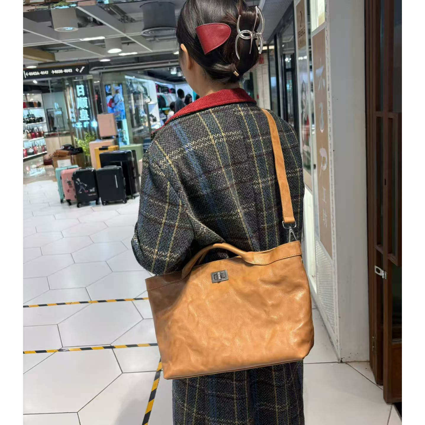 复古手工植鞣头层牛皮大托特子母包通勤手提包休闲简约风,箱包皮具/热销女包/男包,托特包,淘宝优惠券,粉丝福利购,淘宝优惠卷