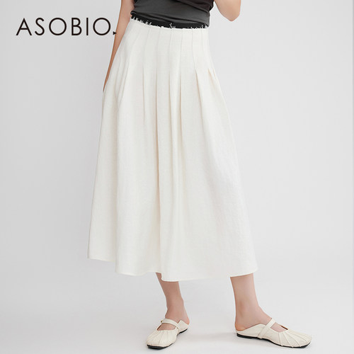 Asobio垂坠感高腰褶皱半身裙2025秋冬新品时尚气质通勤半裙女163