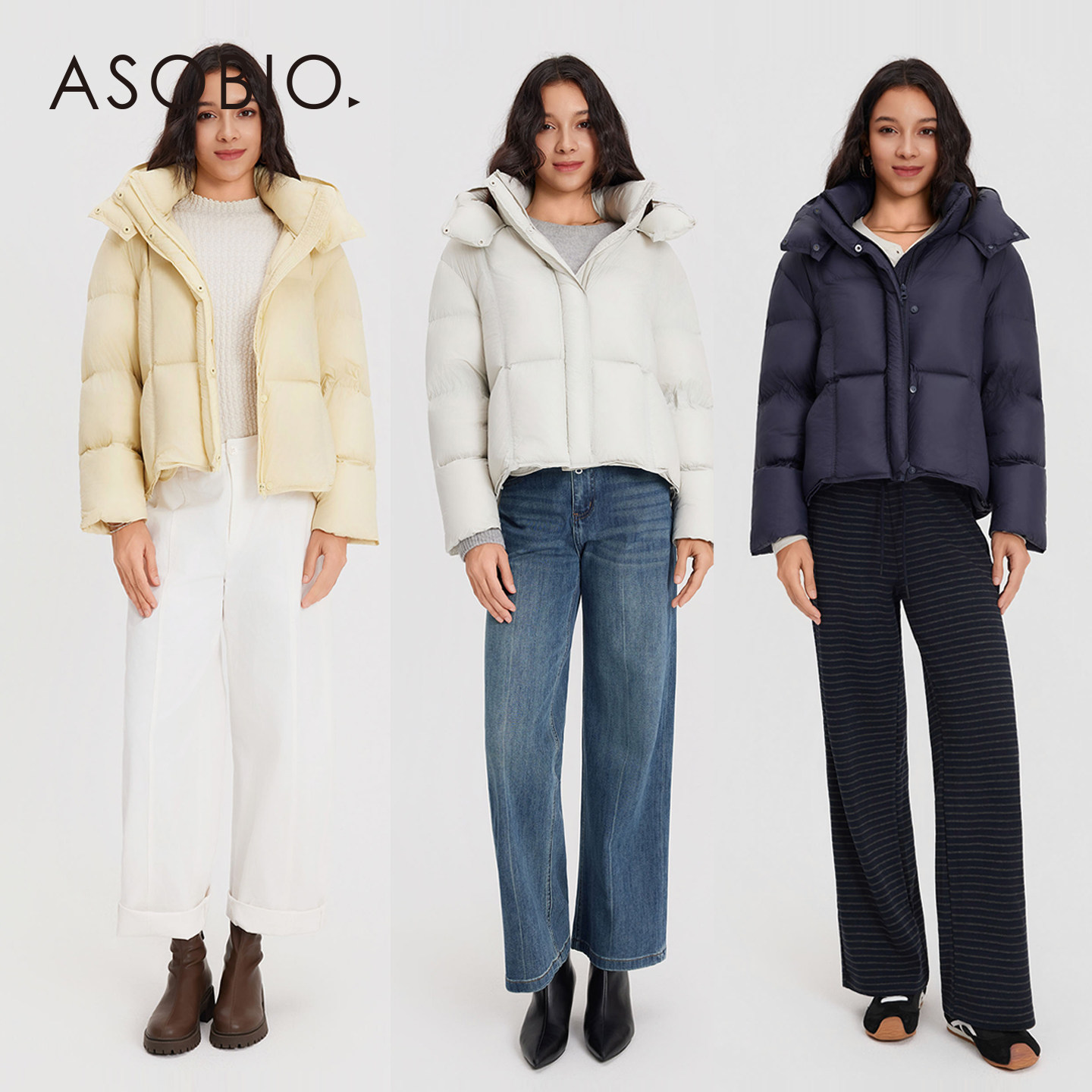 ��֯��-�װ�ɫ �ֻ�2�� S ������Ů�����³�ֱ���䡿AsobioѼ�����޷�/��ë��֯��/ţ�п�