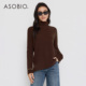 新品 Asobio绵羊毛高领坑条肌理针织衫 2025冬季 通勤套头毛衣女375
