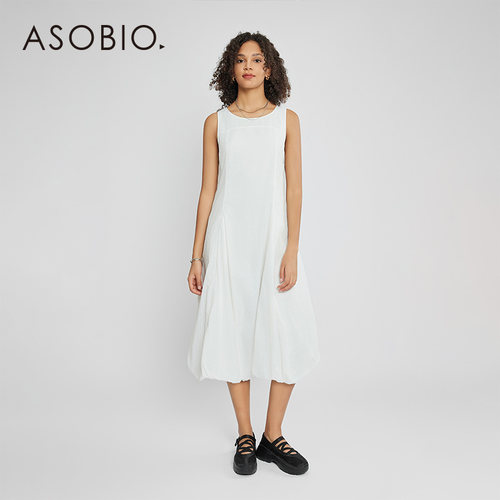 asobio通勤无袖花苞连衣裙女新品