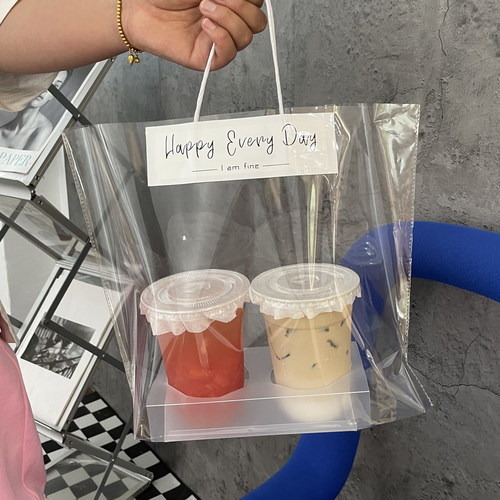 ins网红奶茶咖啡袋子透明