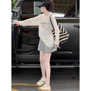 雪花棉长袖t恤女夏季薄款韩版宽松打底衫防晒罩衫外穿休闲上衣ins