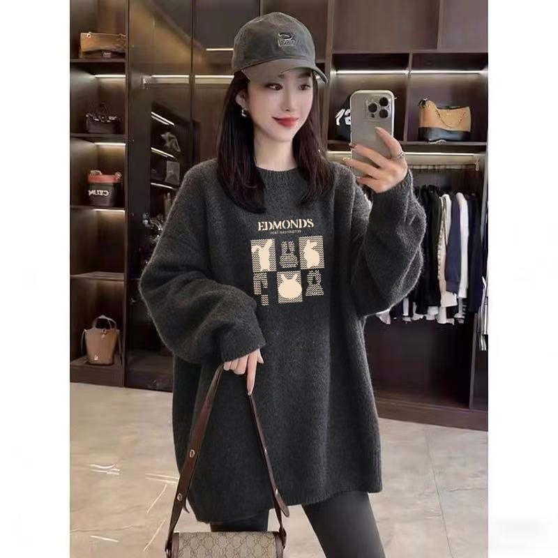 德绒保暖打底衫女秋冬洋气小众宽松中长款显瘦长袖t恤遮屁股上衣