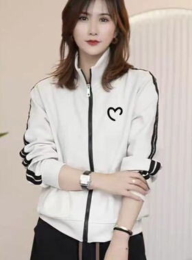 拉链开衫卫衣女装秋冬季2025新款宽松显瘦大码立领外套上衣ins潮
