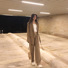 韩版 2019新款 宽松英伦风西服套装 外套女士春秋季 网红休闲小西装 装