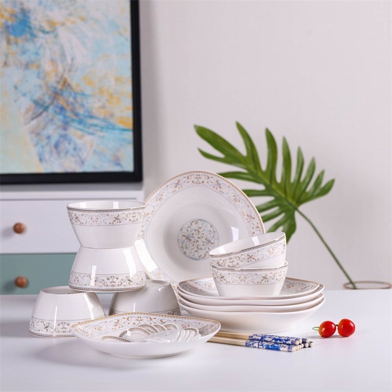 景德镇碗碟套装家用陶瓷碗欧式简约2人/6人餐具盘子碗勺筷子组合|ruв категории посуда, посуда, посуда фарфора костюм - от Buy2taobao.com для оказания профессиональной услуги покупки агента Taobao