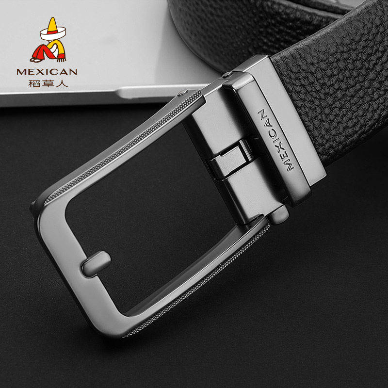 稻草人纯男士皮带新款头层牛皮自动扣腰带男商务休闲裤带官方正品