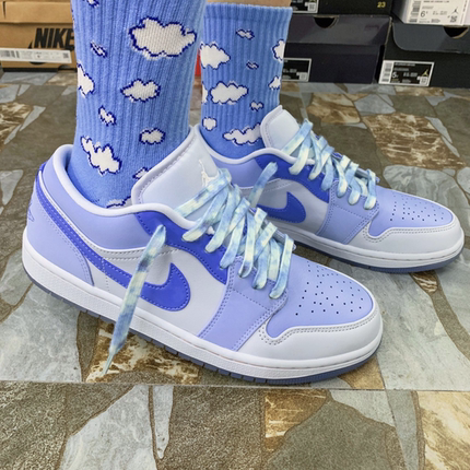 适配AJ1 low se mighty swooshers雾霾蓝扎染腰果花反光渐变鞋带