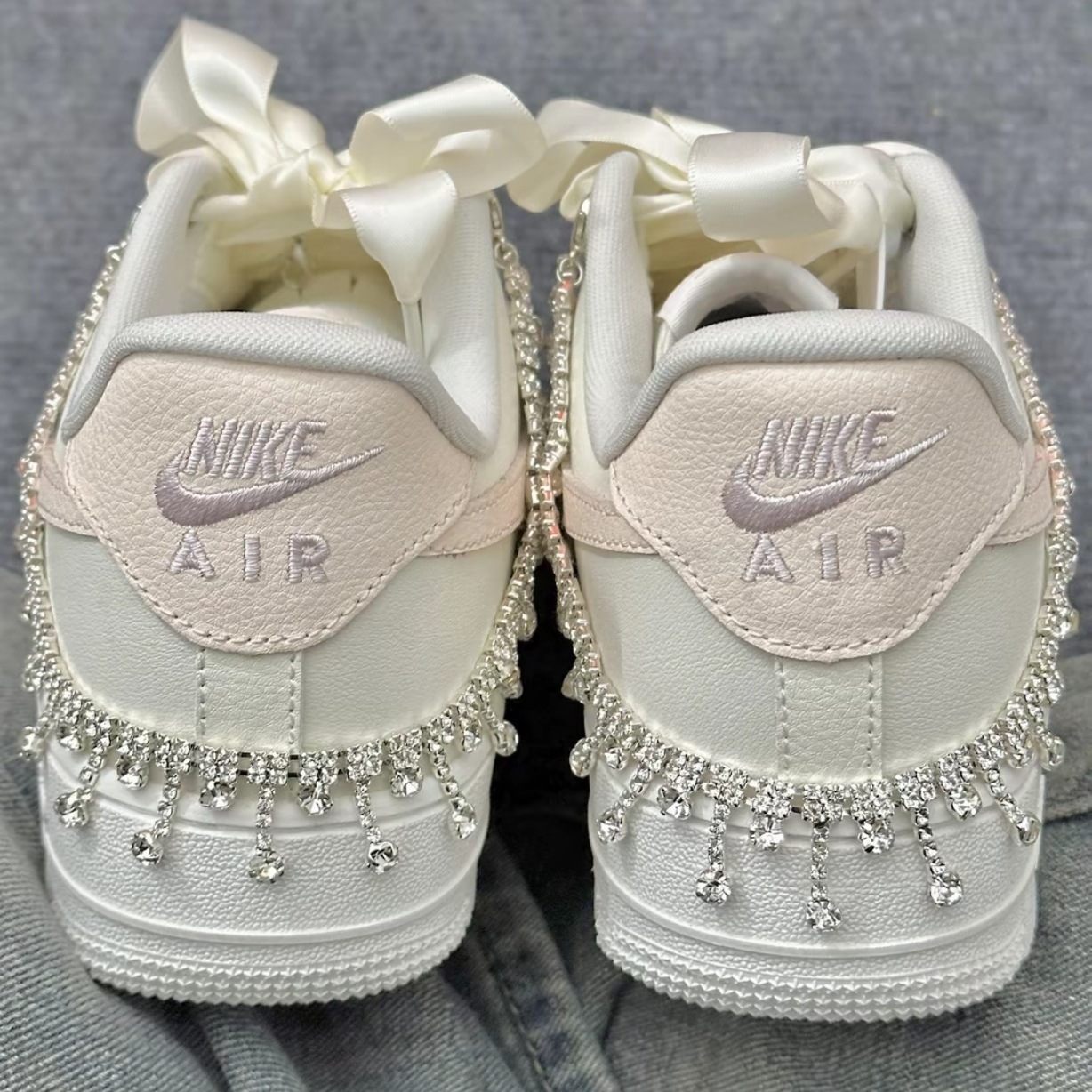 适配AF1空军一号DIY小白鞋粉色钻石宝石鞋扣板鞋流苏吊坠鞋后跟链