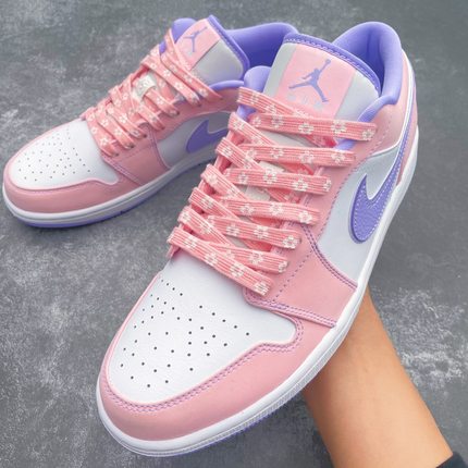 适配aj1 low se arctic punch粉白紫粉色紫色渐变小樱花鸳鸯鞋带