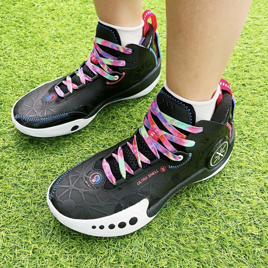 适配lining李宁 幻影3 黑色梦幻镭射渐变热带扎染泼墨篮球鞋鞋带