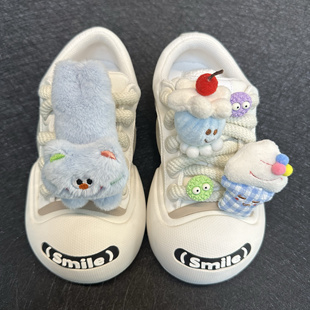适配ouder蓝色毛绒小猫公仔猫咪鞋带扣蛋糕甜品糖果鞋扣鞋面装饰