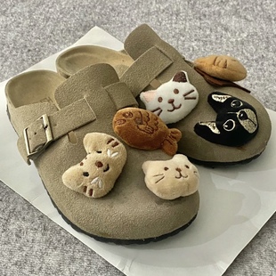 勃肯鞋雪地靴毛绒卡通充棉别针围巾熊萝卜兔蘑菇鞋扣鞋面装饰配件