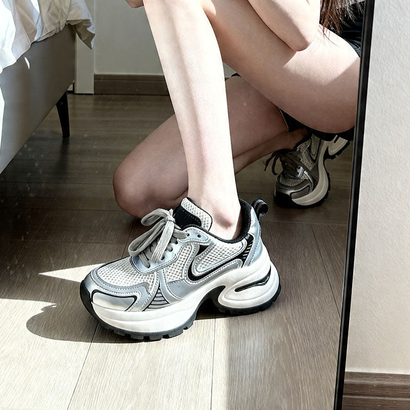 厚底增高老爹鞋女夏季网面运动鞋百搭休闲小白鞋爆款
