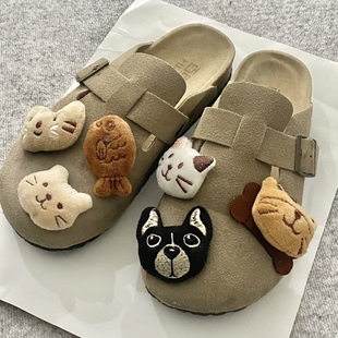 勃肯鞋雪地靴毛绒卡通充棉别针围巾熊萝卜兔蘑菇鞋扣鞋面装饰配件