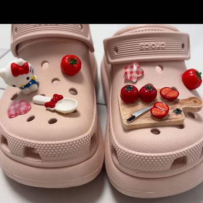 洞洞鞋鞋花立体KT猫鞋扣红色番茄配饰配件可爱卡通食物鞋面装饰