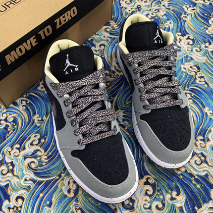适配AJ1 low se crater灰蓝黑缝线爆裂纹水泥黑灰渐变泼墨AF1鞋带