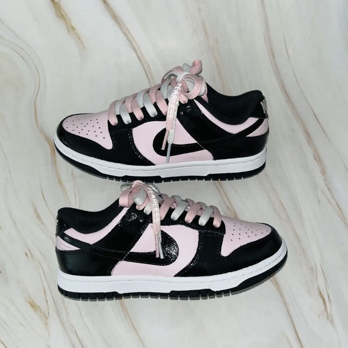 适配dunk 黑粉 漆皮 粉色白色无畏鸳鸯反光字母aj空军一号af1鞋带