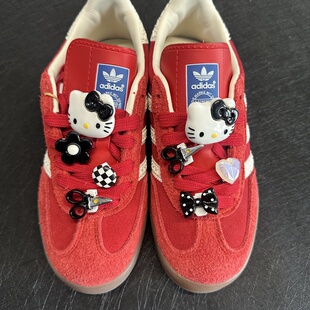 适配德训鞋板鞋运动鞋鞋带扣暗黑KT猫蝴蝶黑白格子鞋带扣鞋花配饰