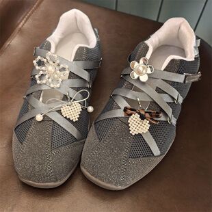 扣鞋 适配德训鞋 芭蕾风珍珠花朵蝴蝶结鞋 运动鞋 花挂件配饰配件 板鞋