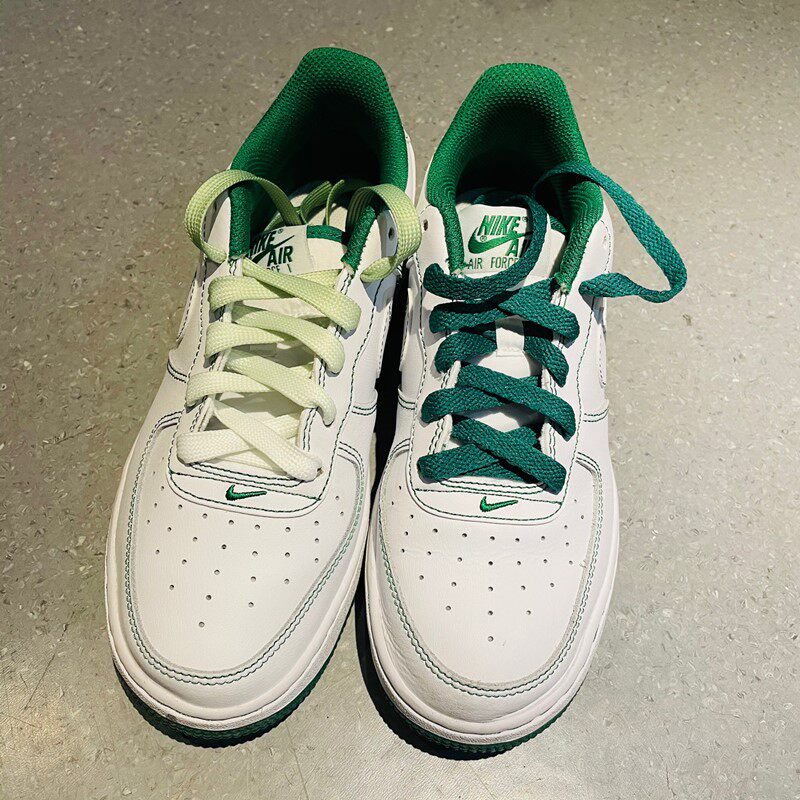 适配耐克af1 low白绿缝线nike空军一号墨绿色渐变鸳鸯浅绿鞋带