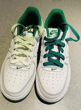 适配耐克af1 low白绿缝线nike空军一号墨绿色渐变鸳鸯浅绿鞋带