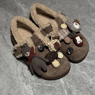 勃肯鞋雪地靴毛绒卡通充棉别针围巾熊萝卜兔蘑菇鞋扣鞋面装饰配件