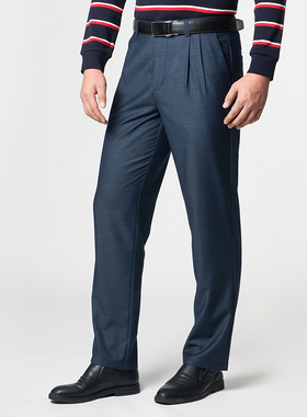 【特惠款】嘉意中年男士秋冬裤子直筒商务双褶宽松休闲裤E88003